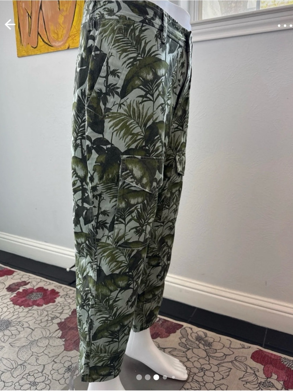Sun + Stone Olive Green Tropical Print Chinos - Picture 5 of 7